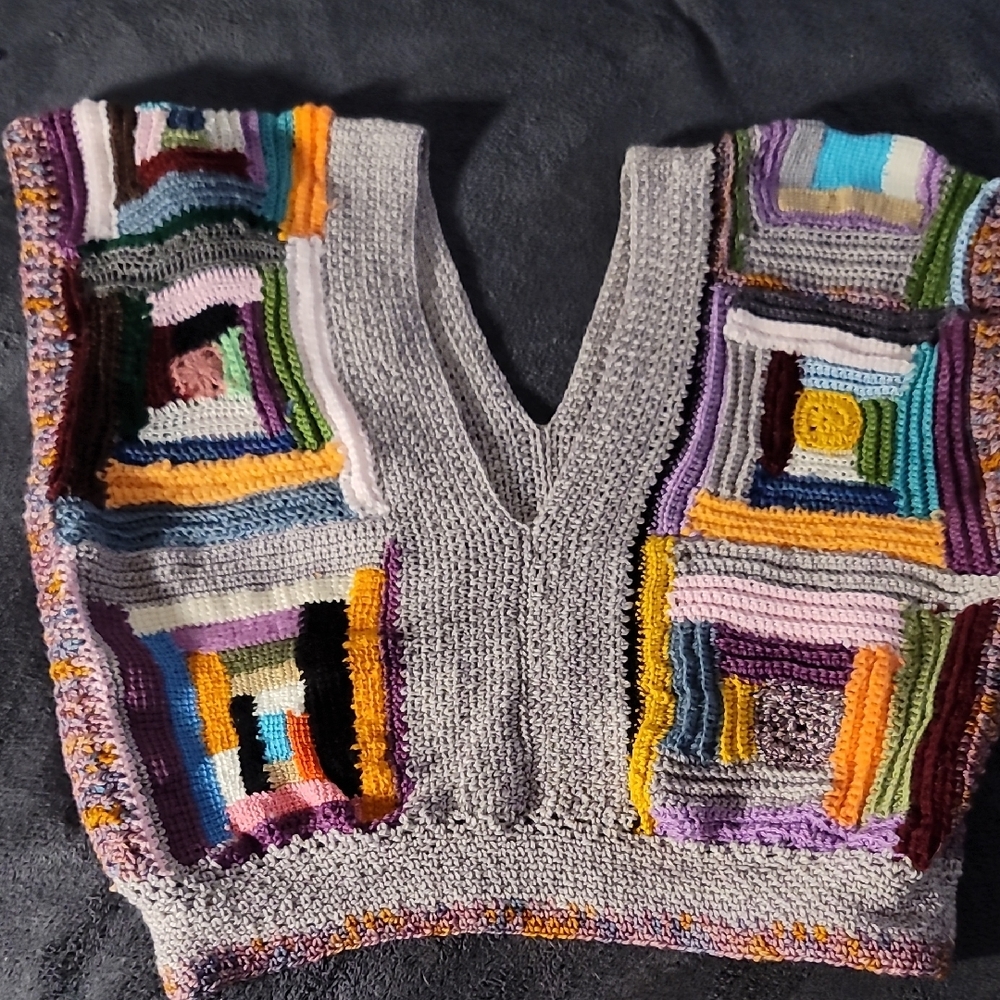 Colorful Patchwork Knit Sweater